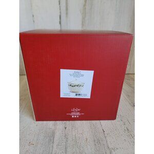 Lenox holiday carved treat jar mistletoe Xmas home decor‎